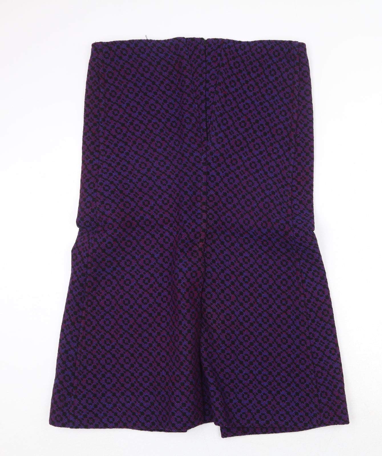 Preworn Womens Purple Geometric Wool A-Line Skirt Size 38 in Zip