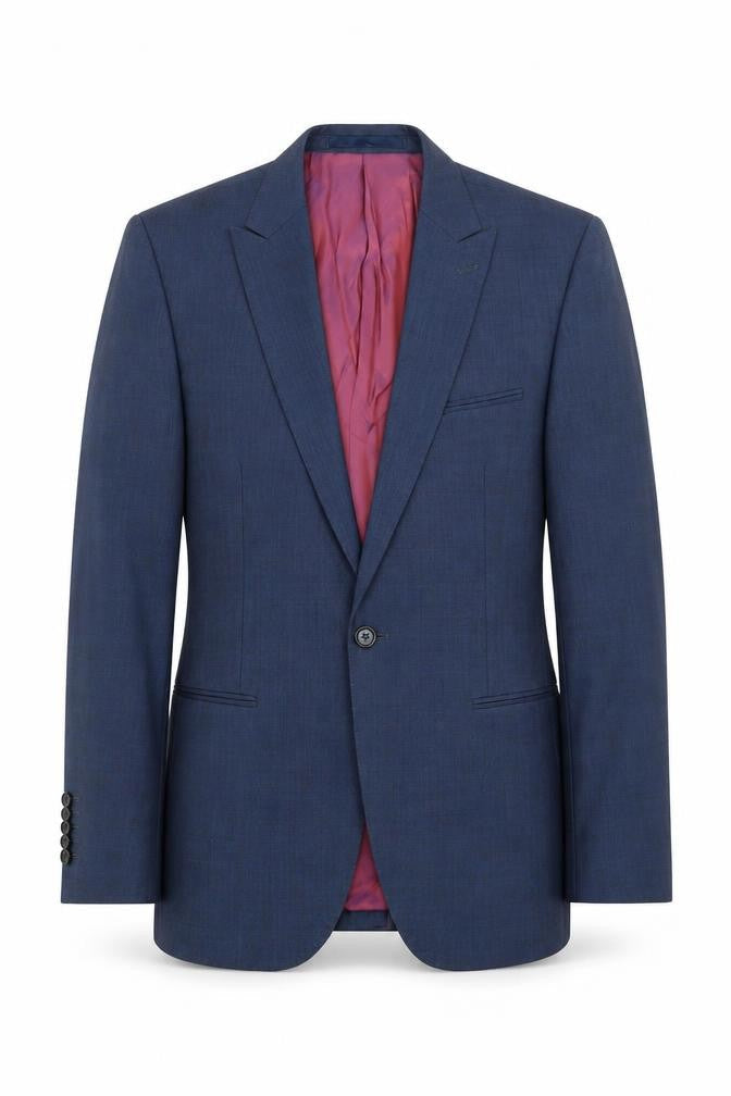 Cedarwood State Mens Blue Wool Jacket Suit Jacket Size 38 Regular - 5 button sleeve