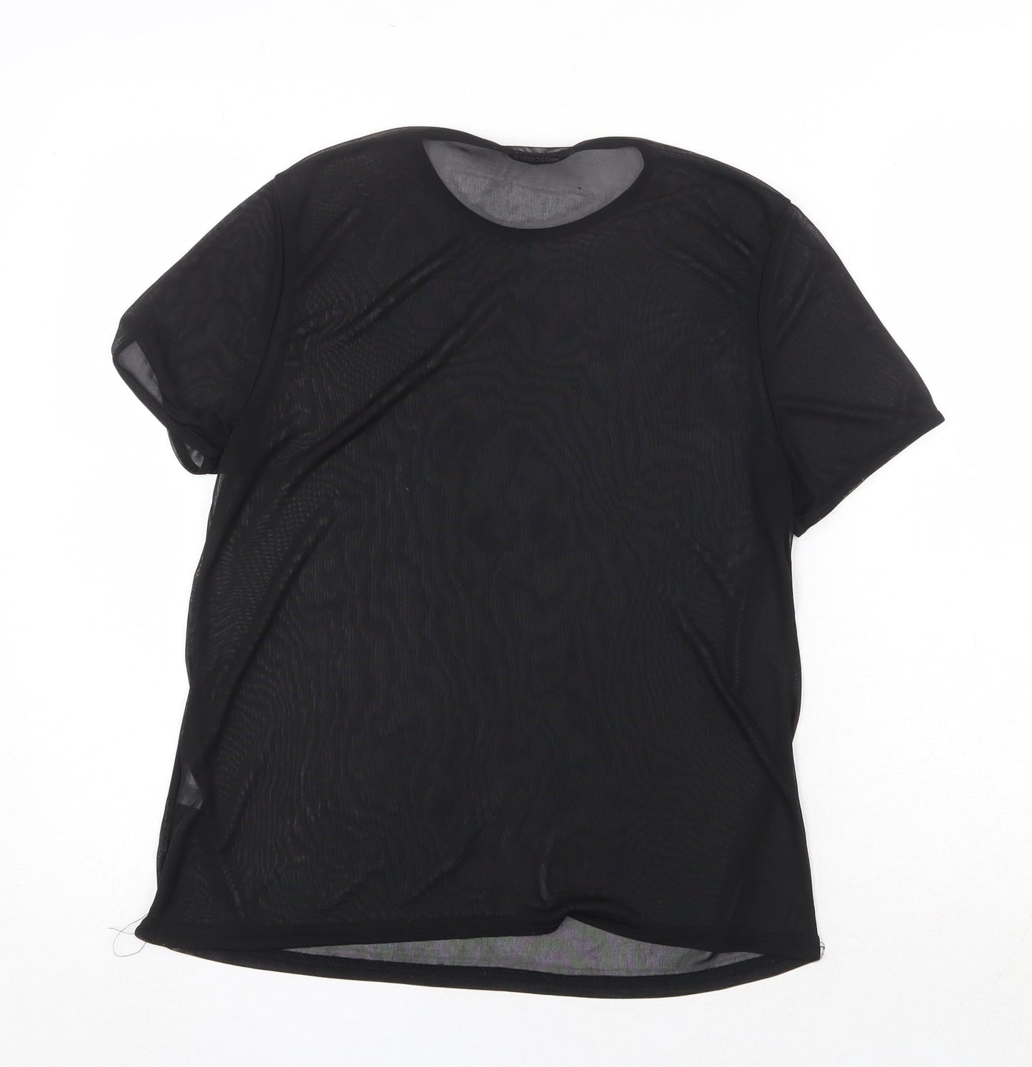 Missguided Womens Black Polyester Basic T-Shirt Size 8 Round Neck