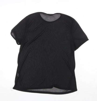 Missguided Womens Black Polyester Basic T-Shirt Size 8 Round Neck
