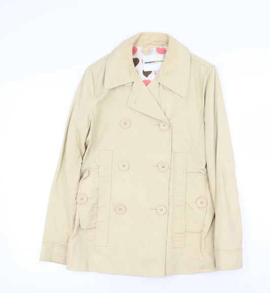Clements Ribeiro Womens Beige Pea Coat Coat Size 10 Button