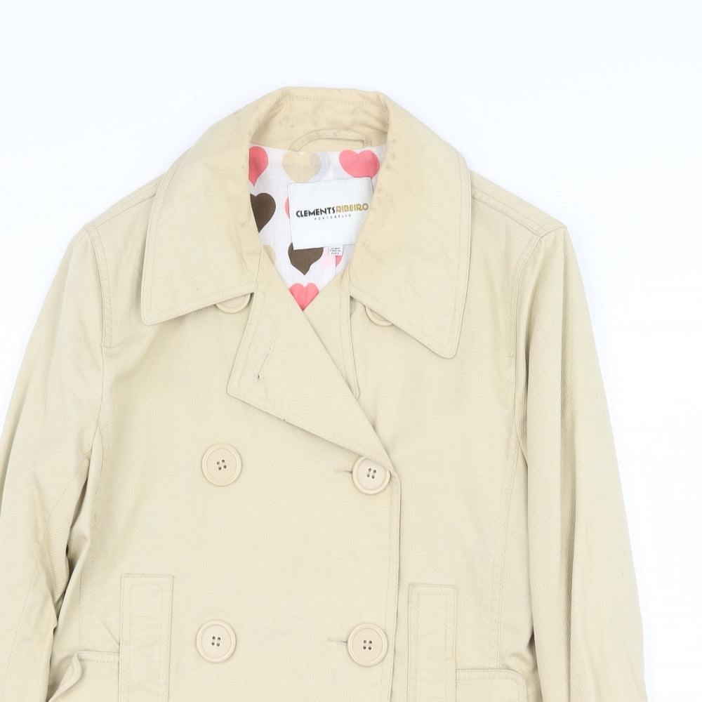 Clements Ribeiro Womens Beige Pea Coat Coat Size 10 Button