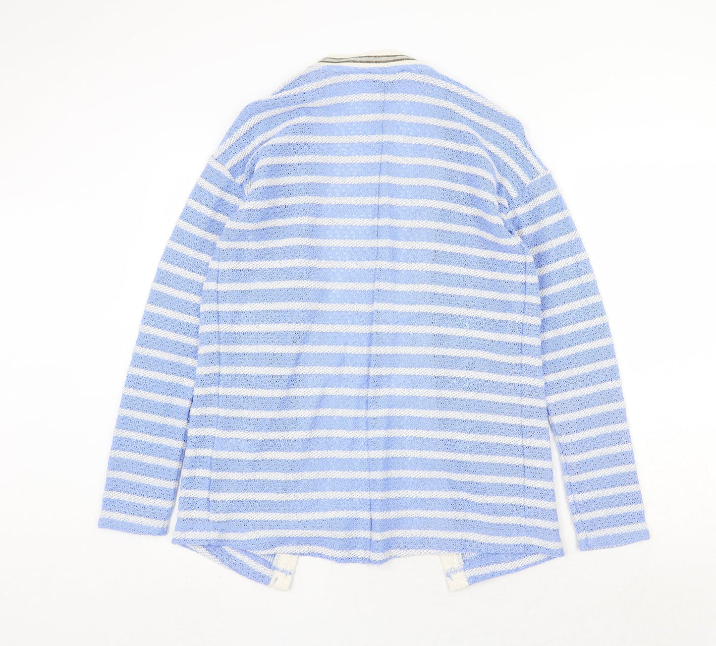 NEXT Womens Blue V-Neck Striped Cotton Cardigan Jumper Size 8