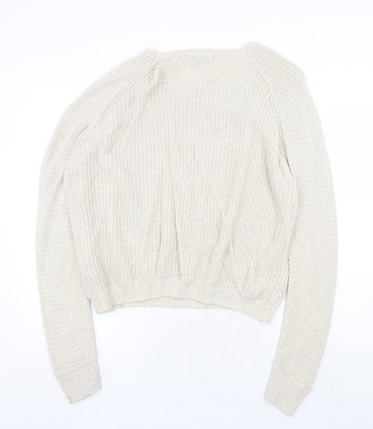 Topshop Womens Ivory Round Neck Acrylic Pullover Jumper Size 14