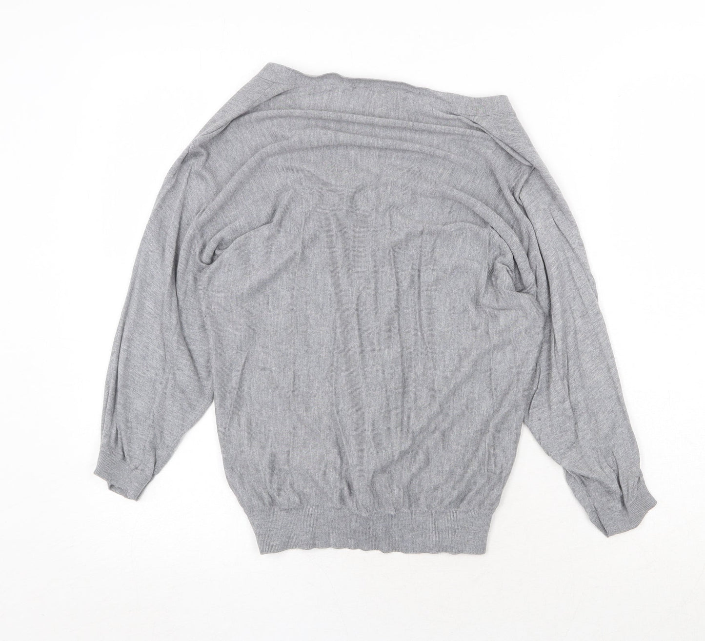 H&M Womens Grey V-Neck Viscose Cardigan Jumper Size XS