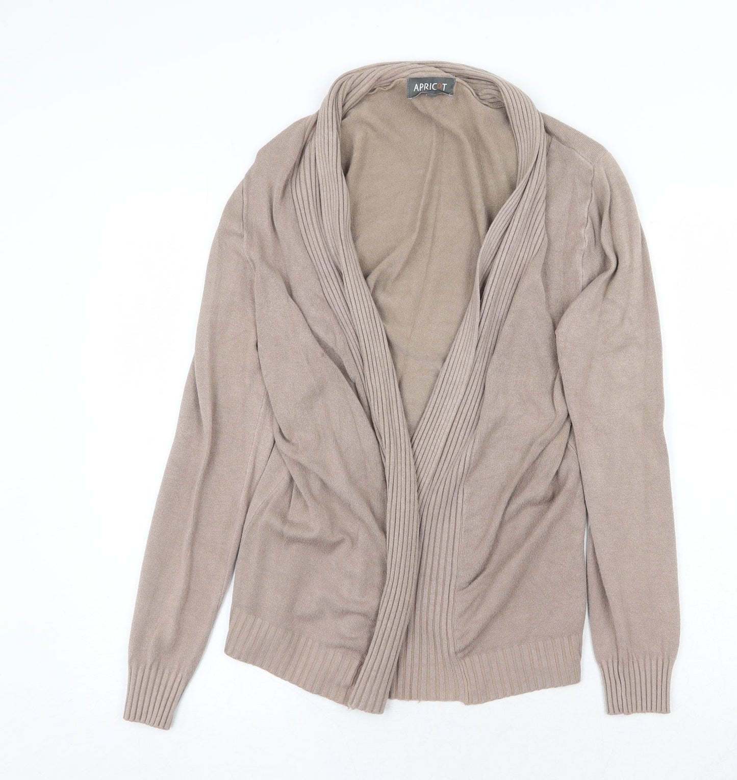 Apricot Womens Beige Collared Acrylic Cardigan Jumper Size S - Open