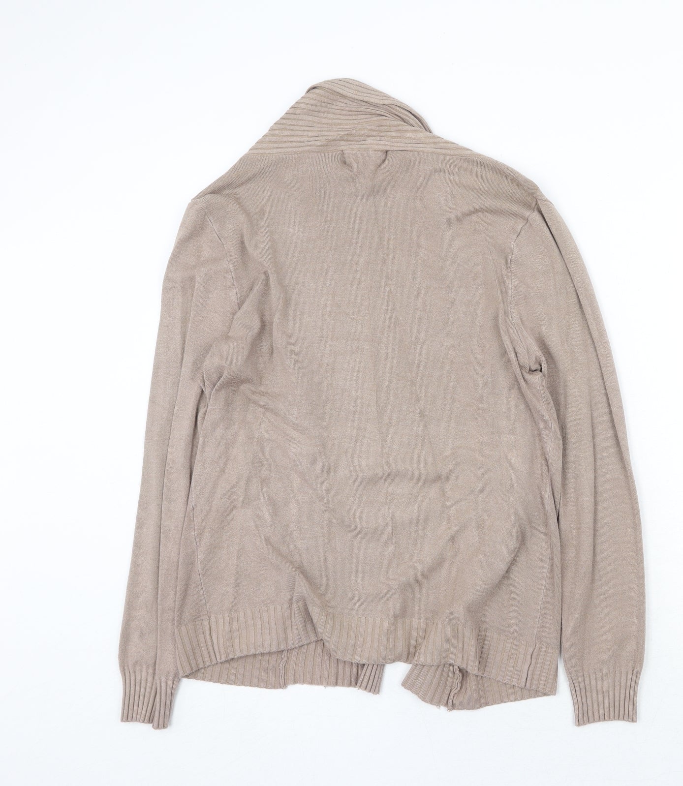 Apricot Womens Beige Collared Acrylic Cardigan Jumper Size S - Open