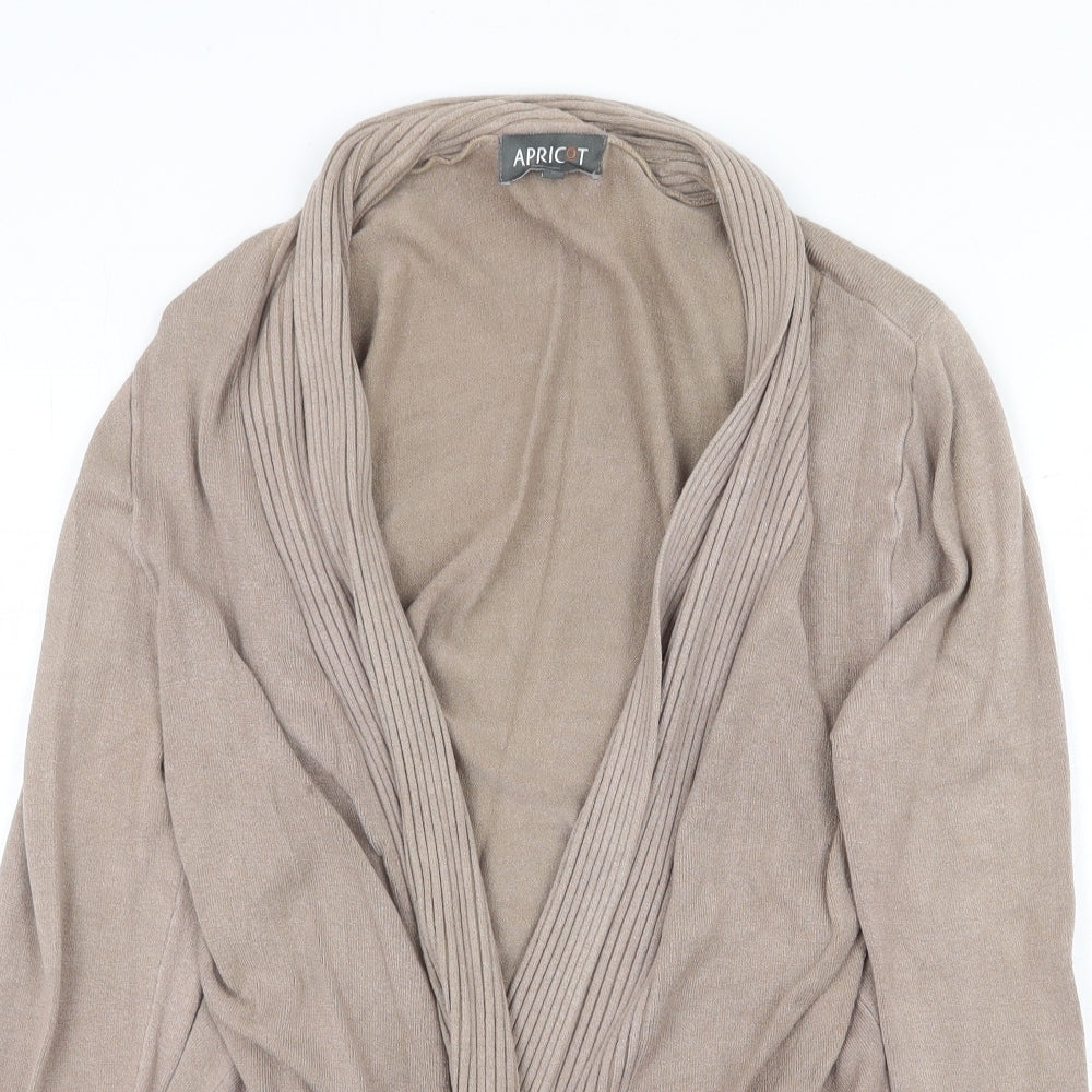 Apricot Womens Beige Collared Acrylic Cardigan Jumper Size S - Open