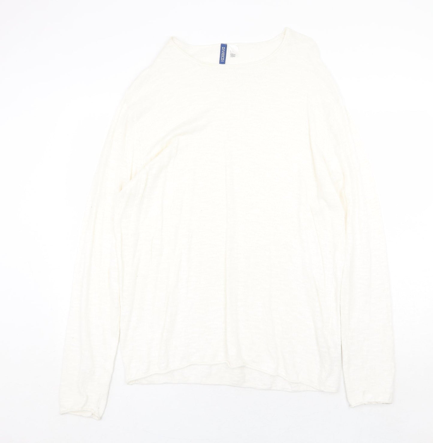 H&M Womens Beige Round Neck 100% Cotton Pullover Jumper Size L
