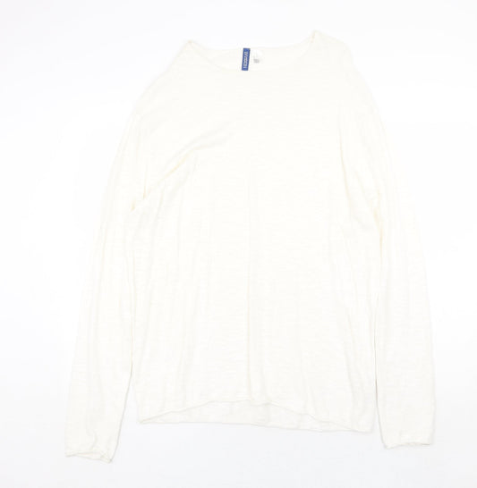H&M Womens Beige Round Neck 100% Cotton Pullover Jumper Size L