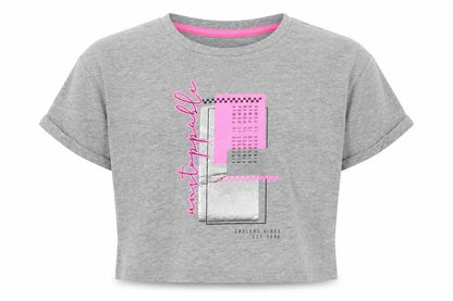 George Girls Grey Cotton Basic T-Shirt Size 6-7 Years Round Neck Pullover