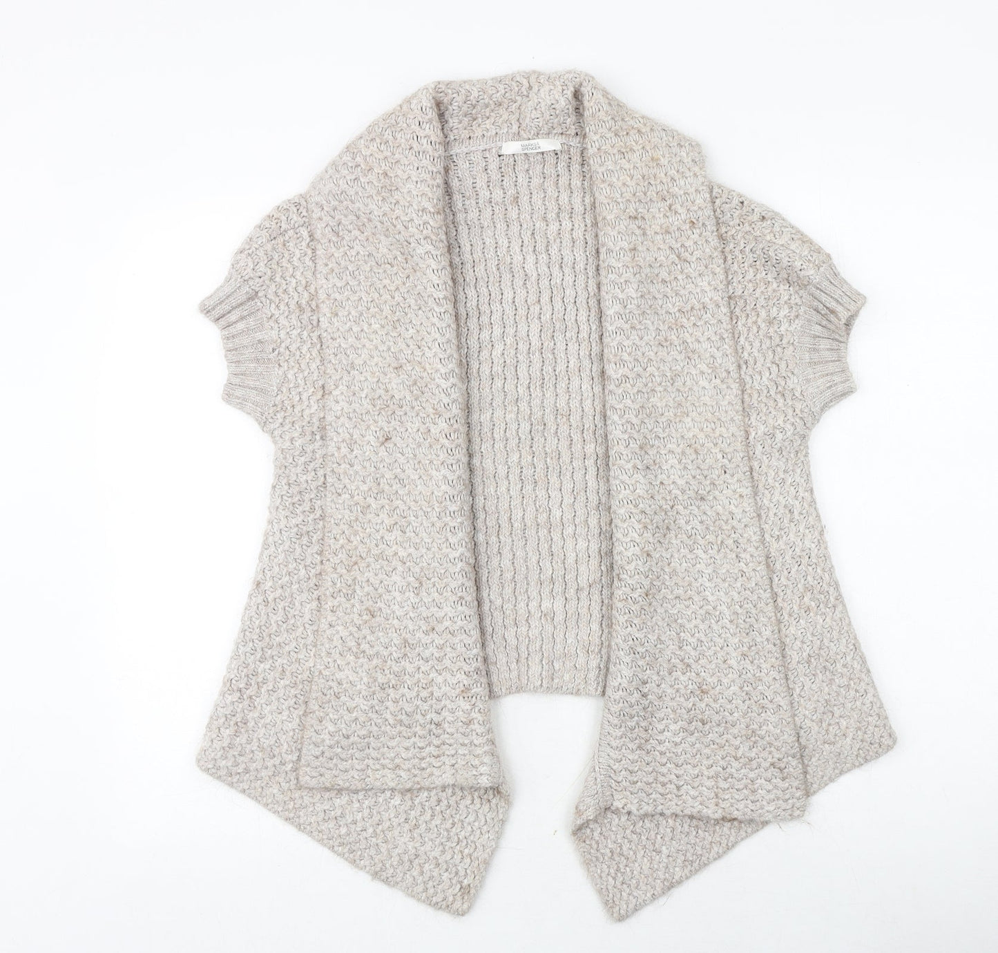 Marks and Spencer Womens Beige V-Neck Acrylic Cardigan Jumper Size 12