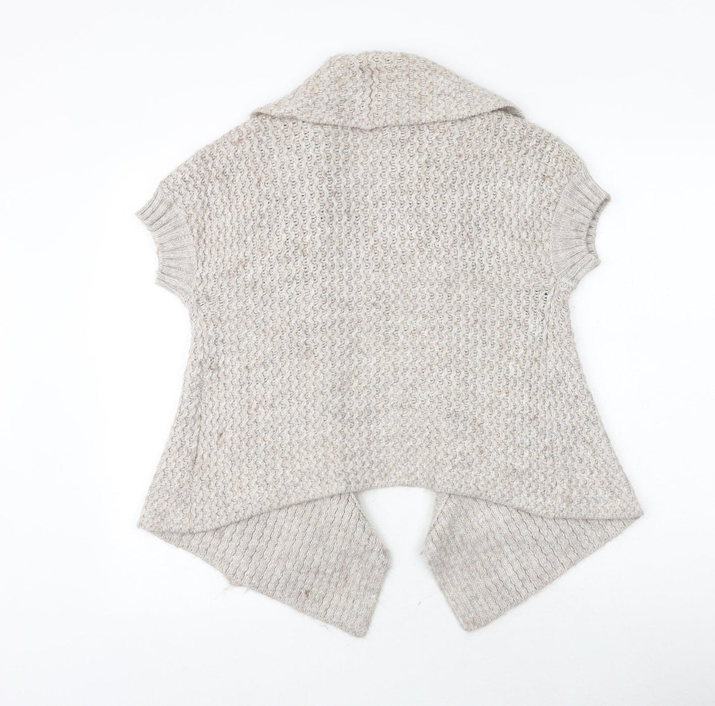 Marks and Spencer Womens Beige V-Neck Acrylic Cardigan Jumper Size 12