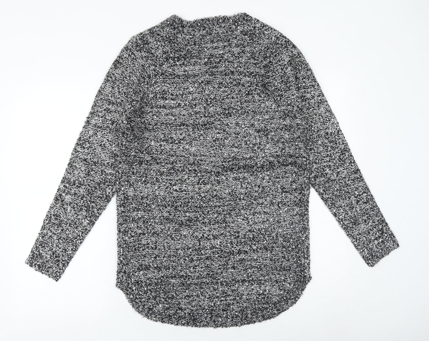 AKD A WEST Womens Grey Round Neck Geometric Acrylic Pullover Jumper Size 10