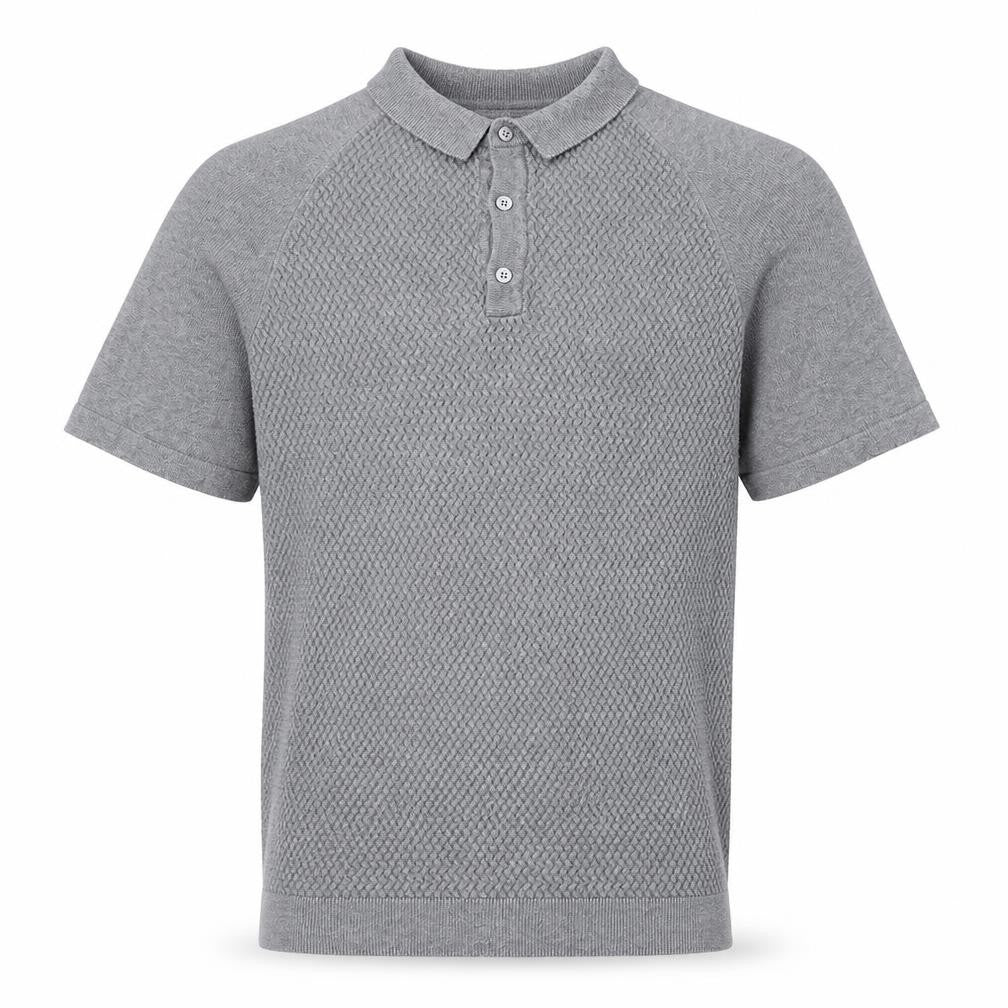 Remus Uomo Mens Grey 100% Cotton Polo Size M Collared Button