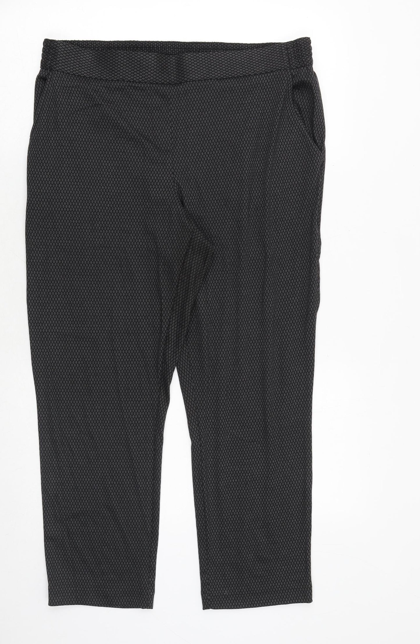 Classic Womens Grey Geometric Polyester Trousers Size 18 Regular Tie