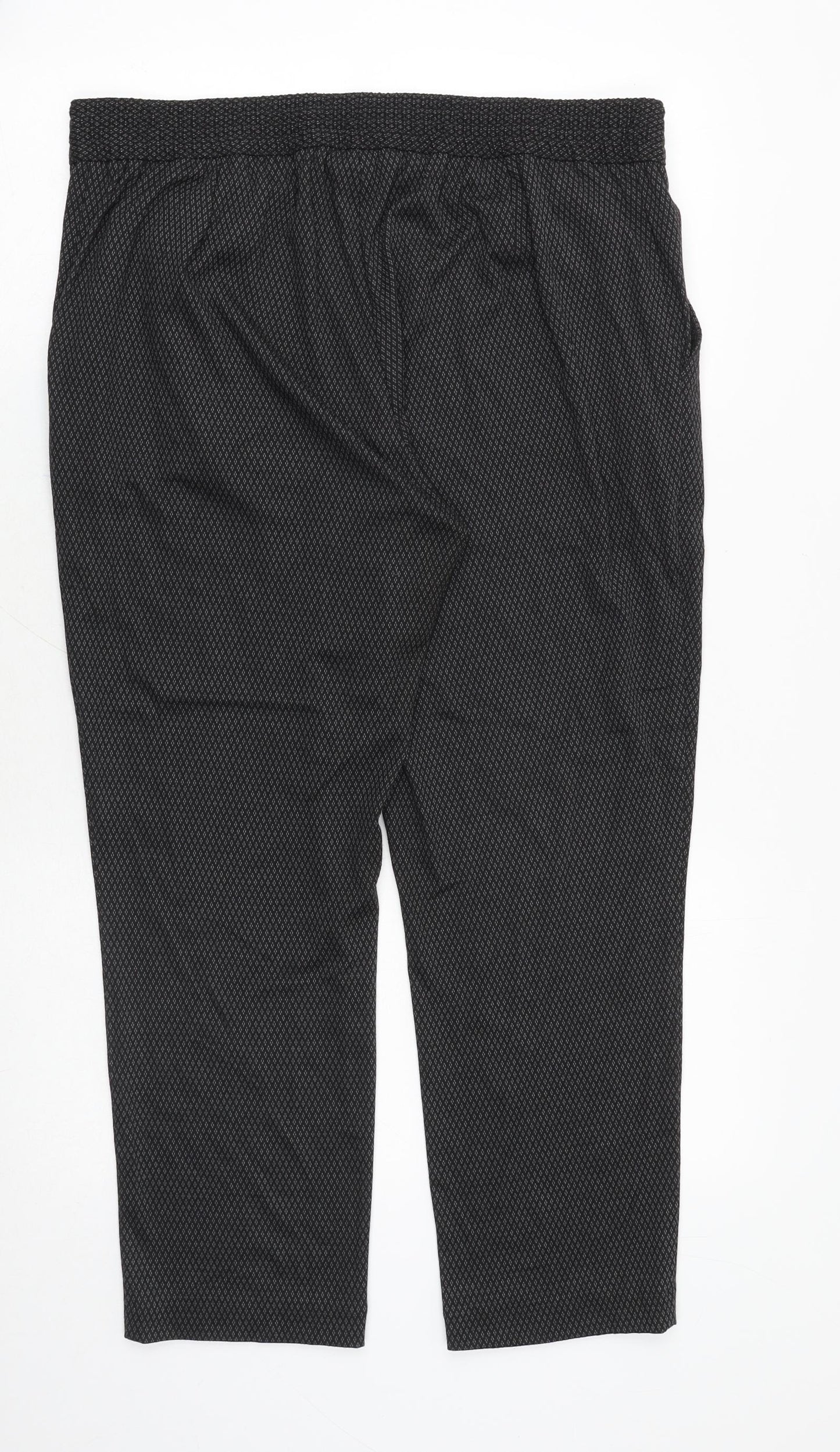 Classic Womens Grey Geometric Polyester Trousers Size 18 Regular Tie