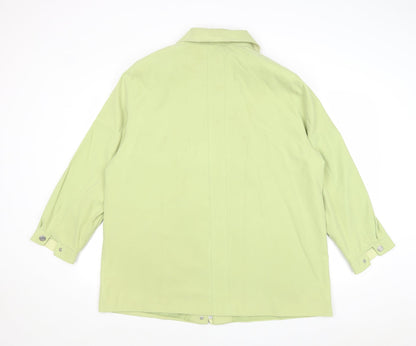 Preworn Womens Green Overcoat Coat Size 16 Zip