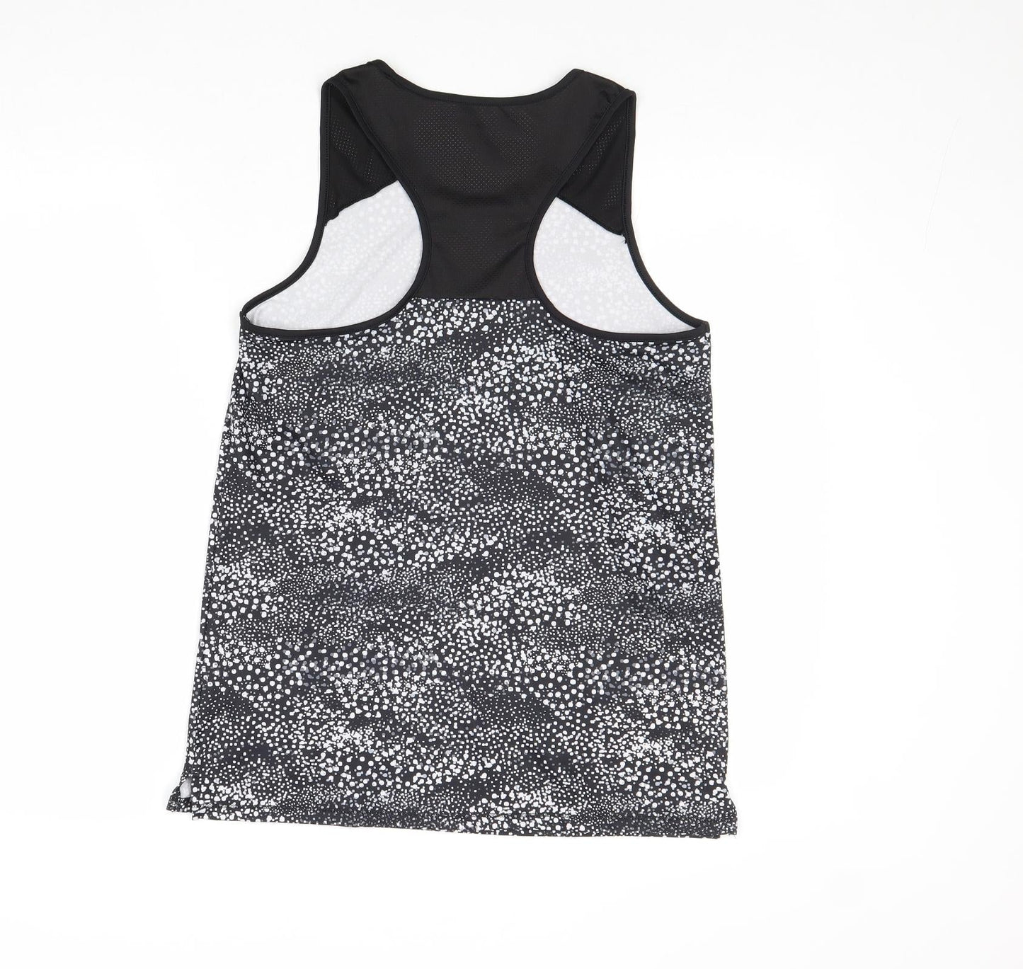 Active Womens Black Geometric Polyester Basic Tank Size S Round Neck Pullover