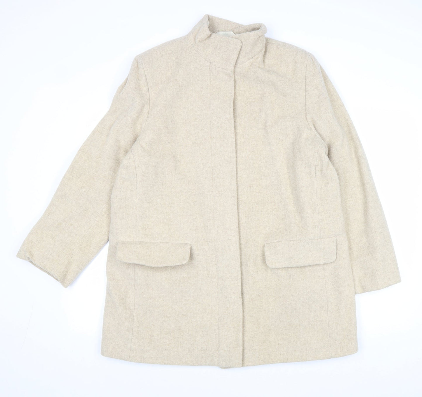 Marks and Spencer Womens Beige Overcoat Coat Size 14 Button