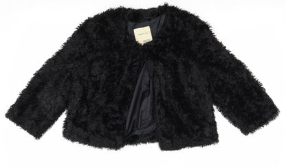 Next Womens Black Jacket Coatigan Size 10 Hook & Loop