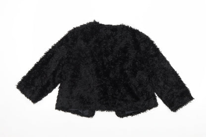 Next Womens Black Jacket Coatigan Size 10 Hook & Loop