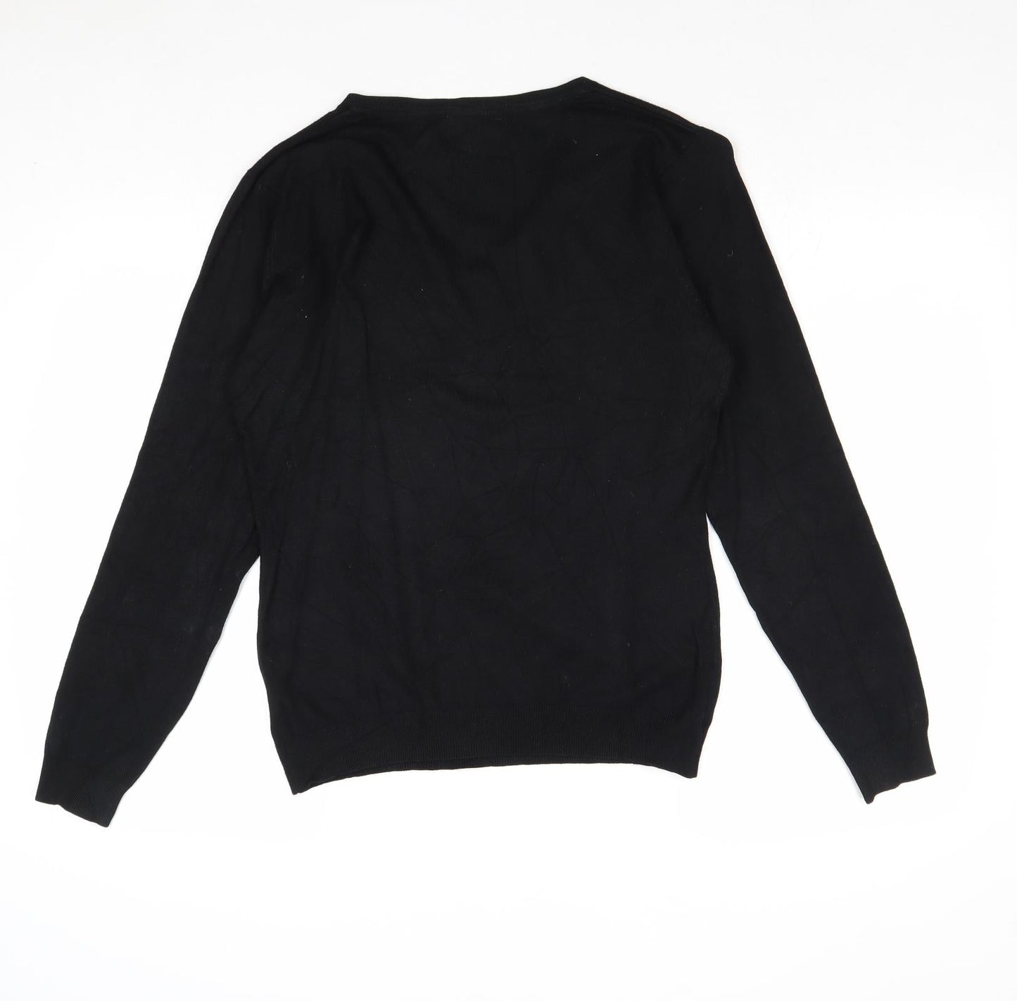 Conbipel Womens Black V-Neck Viscose Pullover Jumper Size M