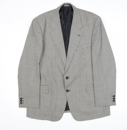 Avenue Mens Grey Geometric Polyester Jacket Blazer Size 44 Regular