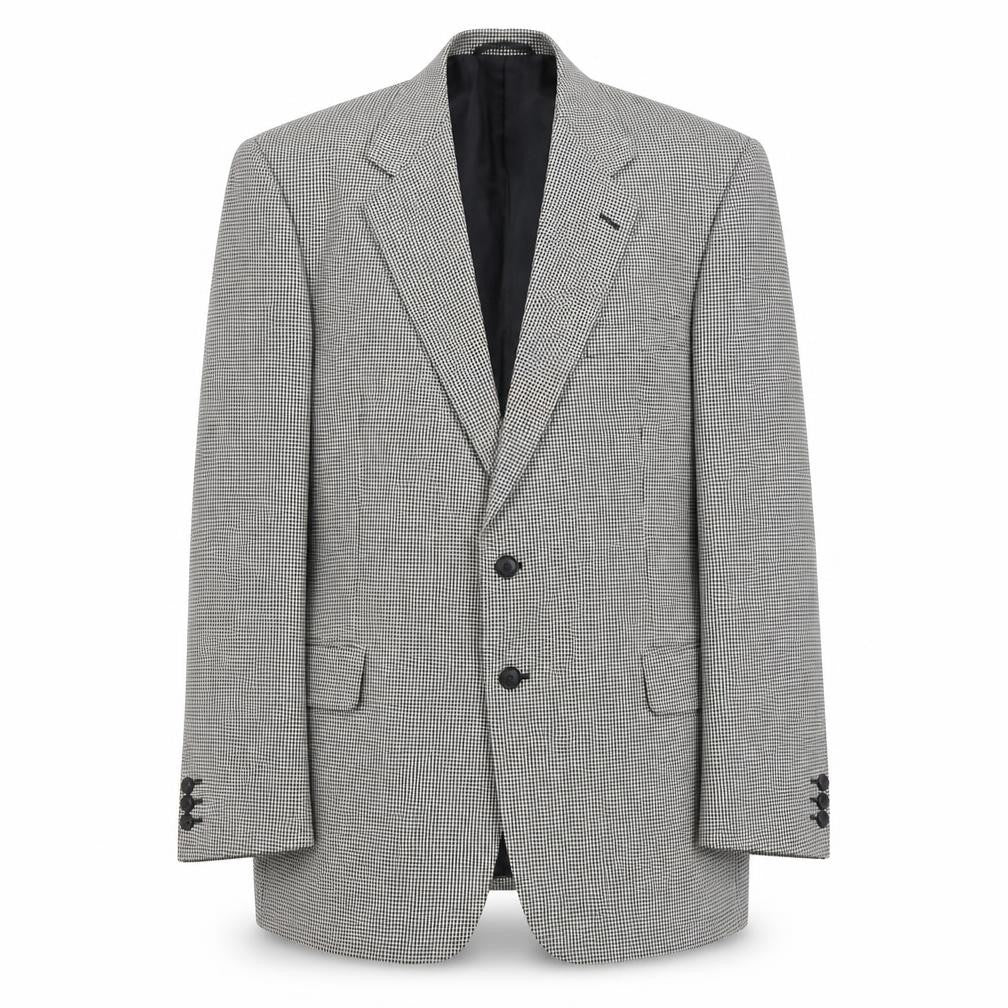 Avenue Mens Grey Geometric Polyester Jacket Blazer Size 44 Regular
