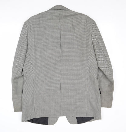 Avenue Mens Grey Geometric Polyester Jacket Blazer Size 44 Regular