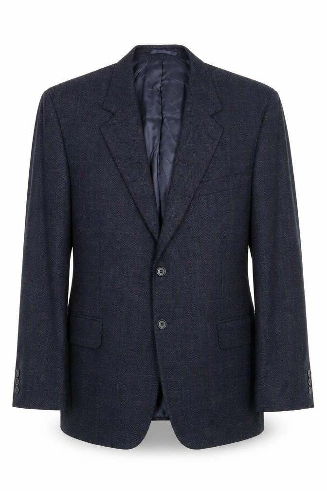 Woolmark Mens Blue Check Wool Jacket Suit Jacket Size 42 Regular
