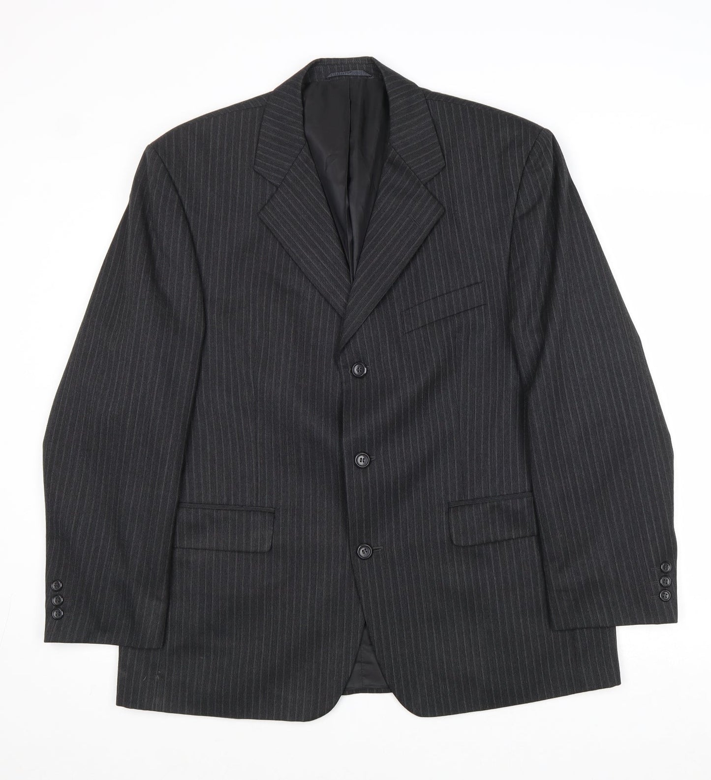 SCOTT Mens Grey Striped Wool Jacket Suit Jacket Size 42 Regular