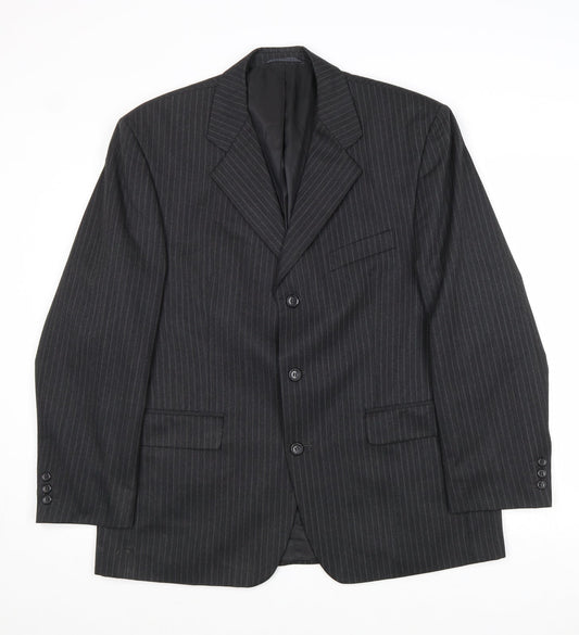 SCOTT Mens Grey Striped Wool Jacket Suit Jacket Size 42 Regular