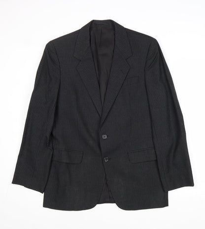 C&A Mens Black Striped Wool Jacket Suit Jacket Size 40 Regular