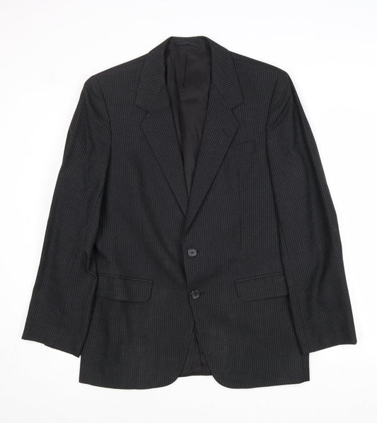 C&A Mens Black Striped Wool Jacket Suit Jacket Size 40 Regular