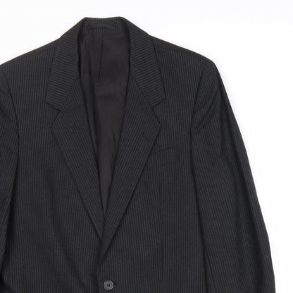 C&A Mens Black Striped Wool Jacket Suit Jacket Size 40 Regular