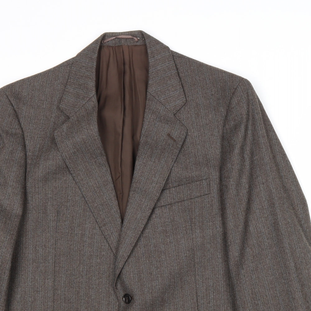 Style Mens Brown Striped Wool Jacket Suit Jacket Size 42 Regular