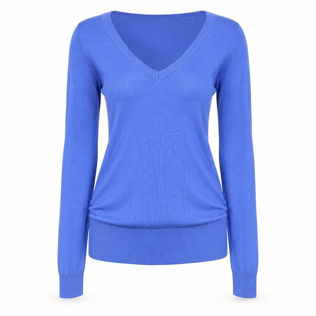Divided by H&M Womens Blue V-Neck Viscose Pullover Jumper Size 6