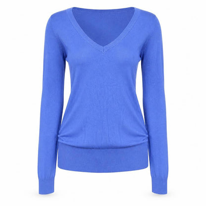 Divided by H&M Womens Blue V-Neck Viscose Pullover Jumper Size 6