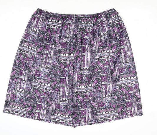 Preworn Womens Pink Geometric Polyester A-Line Skirt Size L