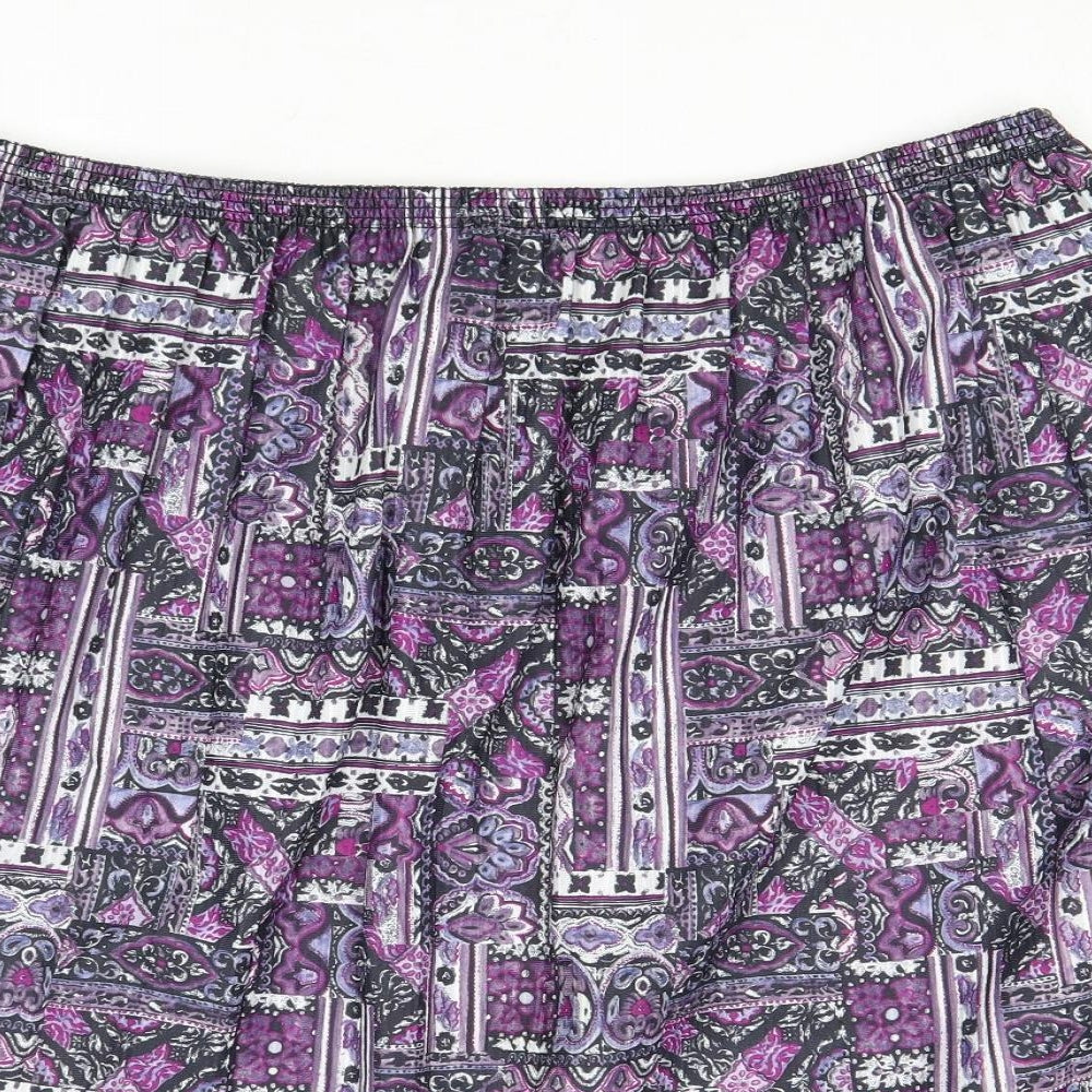 Preworn Womens Pink Geometric Polyester A-Line Skirt Size L