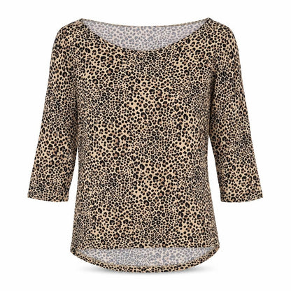 Divided by H&M Womens Brown Animal Print Viscose Basic Blouse Size 6 Boat Neck - Leopard Pattern