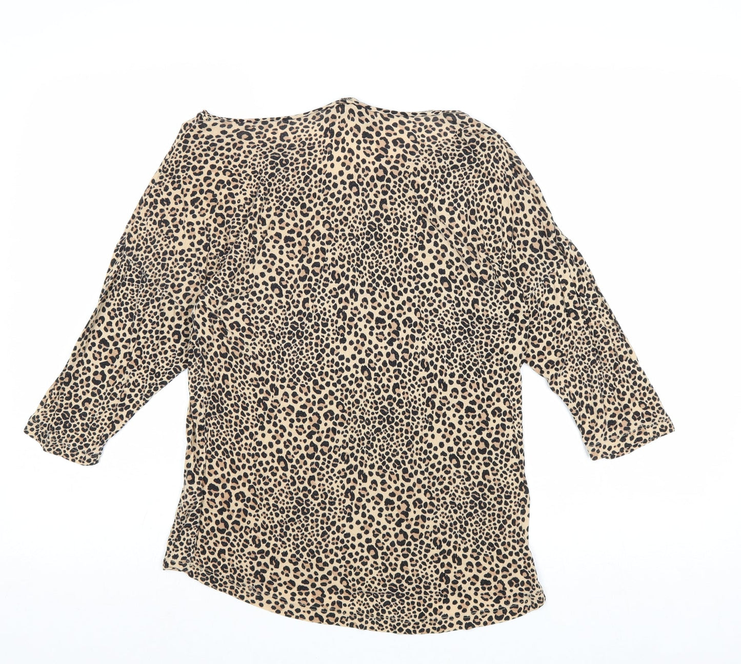 Divided by H&M Womens Brown Animal Print Viscose Basic Blouse Size 6 Boat Neck - Leopard Pattern