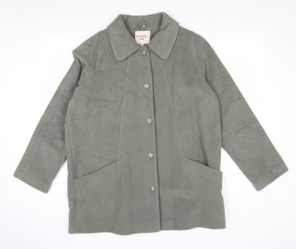 EWM Womens Green Overcoat Coat Size 16 Button