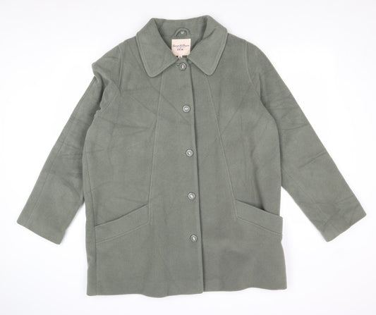 EWM Womens Green Overcoat Coat Size 16 Button