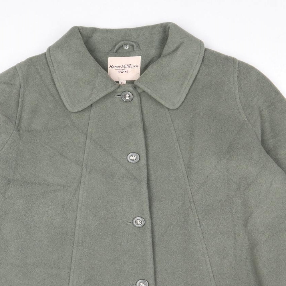 EWM Womens Green Overcoat Coat Size 16 Button