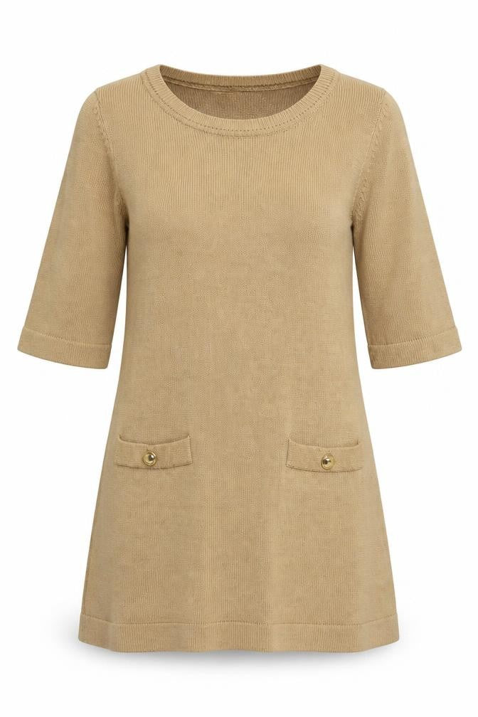 H&M Womens Brown Scoop Neck Acetate Pullover Jumper Size M