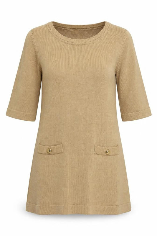 H&M Womens Brown Scoop Neck Acetate Pullover Jumper Size M