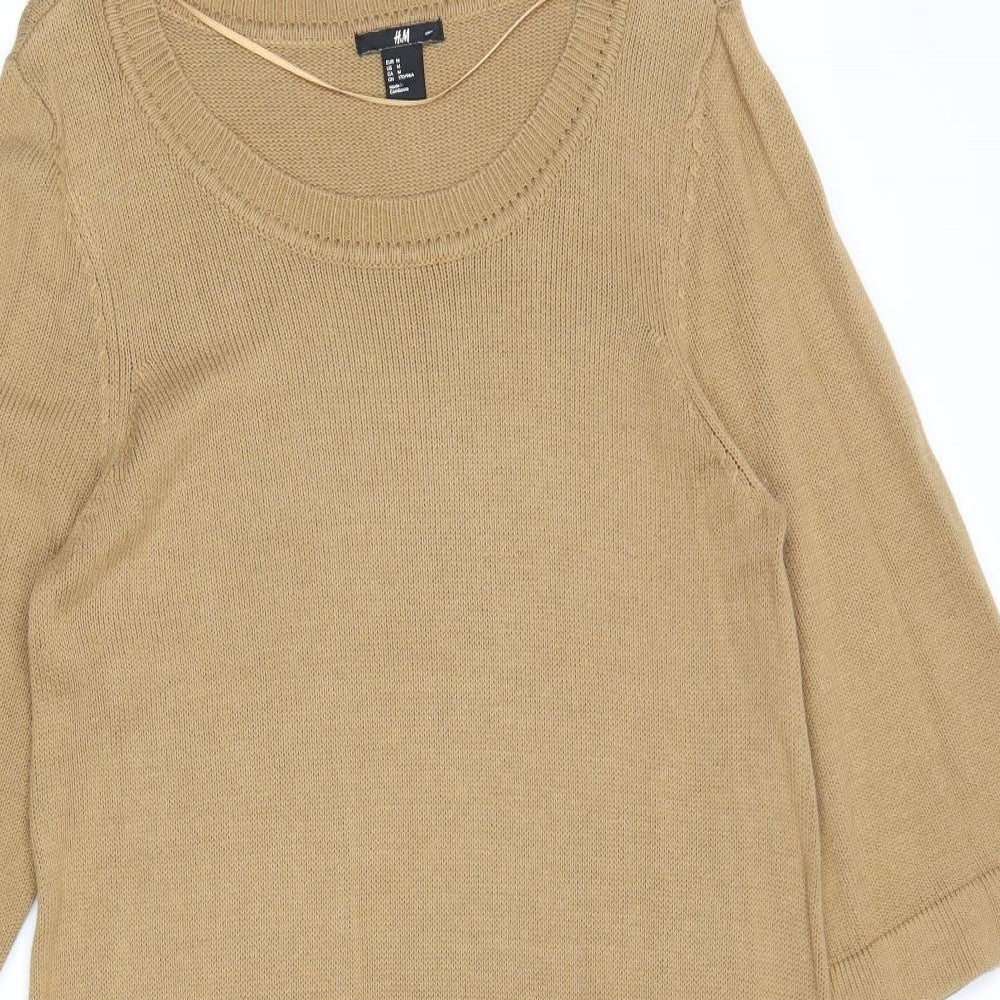 H&M Womens Brown Scoop Neck Acetate Pullover Jumper Size M
