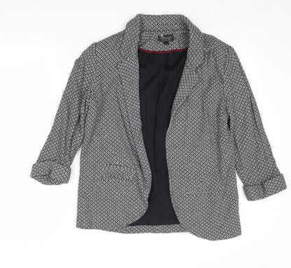 Topshop Womens Black Geometric Jacket Blazer Size 10 - Open